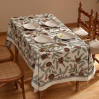 ISAENNE Designer Christmas Beige Linen Long Rectangle Tablecloth,Pinecones Pattern Indoor Table Cloths,Washable Decor Tablecloths for Dining Thanksgiving Kitchen Christmas,63"*102"-Carol B
