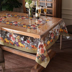 Clear Table Cover Protector Vinyl PVC Rectangle Table Cloth with Floral Fruit Pattern Oil Spill Proof Plastic Tablecloths for Dining Tables Parties Holidays (Floral Fruit, 55 x 104 Inches)