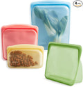 Stasher Premium Silicone Reusable Food Storage Bags, 4-Pack, Rainbow, Multi-Use Food Storage Bags, Lunch Bag, Travel Containers, BPA Free, Leak-free, Dishwasher-Safe, Eco-friendly
