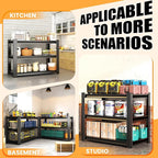 Heavy Duty Garage Shelving, Metal Storage Shelves, 3 Tier Adjustable Storage Shelves, Metel Shelving, Industrial Utility Rack for Garage, Warehouse, Workshop,31.5" H×34" W×18" D
