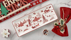Bico Toile De Jouy Winter Wonderland Ceramic 14 inch Rectangular Serving Platter, Set of 2, for Serving Salad, Pasta, Cheese, Ham, Appetizer, Microwave & Dishwasher Safe