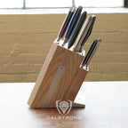 DALSTRONG Universal Knife Block - 18 Slots - Premium American Ash Wood - Aluminum Alloy Rim Kitchen Set - Lion Head Logo Badge - Premium Craftsmanship Knife Set - Angled For Ergonomics - Cleans Easily