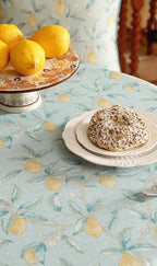 patdrea Designer Green Round Tablecloth,Vintage Linen Yellow Fruits Pattern Durable Table Cloth,Decor Table Cover Cloth for Kitchen Dining Christmas,Thanksgiving,Tea Party,Diameter 67"-Ania a