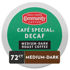 Community Coffee Cafe Special Decaf 72 Count Coffee Pods, Medium Dark Roast Decaf, Compatible with Keurig 2.0 K-Cup Brewers, 12 Count (Pack of 6)