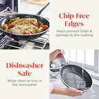 Orfeo 9.5” Nonstick Frying Pan, Made in Italy, Diamond Ceramic PFAS-Free Cookware, Induction Ready, Scratch Resistant, Laser-Fused Surface for Durability, Dishwasher Safe, Black