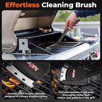 2PCS Upgraded Grill Brush for Outdoor Grill with Water Dunk Basin, Bristle Free, Steel Fiber Grill Brush for Cast Iron/Porcelain/Charcoal/Stainless Steel Grates, Gift for Men/Dad