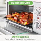 GreenLife Countertop Toaster Oven Air Fryer Stainless Steel, Healthy Ceramic Nonstick, PFAS Free, Tray & Basket, Bake, Broil, Reheat, Adjustable Temp & Time Control, Auto Shutoff, Pink