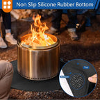 Round Under Grill Mat for Outdoor Grill, 48 Inch Anti-Slip BBQ Floor Mats, Easy to Clean Reusable Fireproof Grill Pad, Oil-Proof Waterproof Protector for Deck Fireplace Pit Mat Black