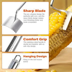 (2Pcs) Newly Upgraded Stainless Steel Corn Stripping Tool, Corn Holder, The Curved Design Fits Perfectly with the Corn, Making the Corn Threshing Faster.