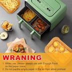 Vailnd Air Fryer Liners Disposable for Dual Basket, 100Pcs 8x5.5 Inch Rectangle Air Fryer Paper Liner for Ninja DZ201 DZ401, Chefman/COSORI 2-Basket, Oil Proof Parchment Paper