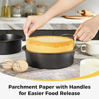 HONGBAKE 6 Inch Cake Pans for Baking, Round Small Layer Cake Pan Set with 120 Pieces Parchment Paper, Nonstick Circle Cheesecake Tin, 4 Pieces, Heavy Duty - Grey