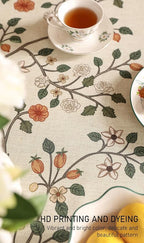 ISAENNE Designer Floral Small Square Tablecloth,French Linen Light Beige Indoor Table Cloth,Fall Wrinkle Resistant Decor Tablecloths for Dining Thanksgiving Kitchen Party,55"*55"-Flora A