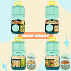 Bento Lunch Box for Kids with 8oz Soup Thermo Leak-Proof Lunch Food Containers with Snack Sauce Container for Kid Toddler Girls Boys to School (Yellow Mermaid)