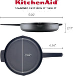 KitchenAid 48395 Seasoned Cast Iron Frying Pan/Skillet, 12 Inch - Black