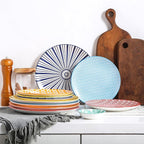 Selamica Ceramic Dinnerware Sets for 6, 18 Pieces Plates and Bowls Set, Scratch Resistant Dishes Set, Dishwasher&Microwave Safe, Assorted Colors
