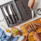 Schmidt Brothers - Crosstown Series 4-Piece Steak Knife Set, High-Carbon German Stainless Steel Cutlery, Double Cross Tang Handles