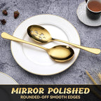 6 Piece Stainless Steel Serving Spoon Set - 3 Large, 3 Slotted,Dishwasher Safe,10-Inch,Gold, for Parties/Kitchen/Buffet/Catering