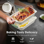 11-Piece Non-Toxic Baking Set, Stackable Nonstick Cookware with Heat-Resistant Handles - Includes Cookie Tray, Round Cake Pan, Muffin Cups, Pizza Pan & Loaf Baker, White&Light Green
