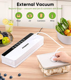 Vacuum Sealer for Food, 6-in-1 Food Vacuum Sealer Machine, 80kpa Suction Power Food Sealer Vacuum Sealer, Compact Vacuum Sealers with 10 Vacuum Bags, External VAC for Jars & Containers, White