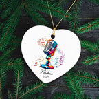 Customized Name & Year Microphone Ceramic Ornaments, Recording Vocals Xmas Ornament Tree, Personalized Microphone Ceramic Ornament Gifts, Singer Vocalist Ornaments Decoration Christmas Hanging 2025