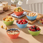 12 Oz Dessert Bowls Set of 6, 4.8 Inch Small Porcelain Ice Cream Bowls Set, Colorful Ceramic Cereal Bowls for Side Dishes, Dip, Snack, Rice, Soup, Portion, Fruits, Microwave and Dishwasher Safe