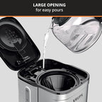 KRUPS Coffee Maker 10 Cups Simply Brew Stainless Steel Drip Coffee Maker, 900 Watts Coffee Filter, Drip Free, Dishwasher Safe Pot , Black & Silver