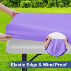 homing Rectangle Table Cloth Cover, Waterproof Polyester Elastic Fitted Tablecloth, Fits for 4 Foot Folding Tables, Washable Table Protector for Picnic, Camping, Outdoor (Lavender, 24" x 48")
