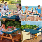 homing Rectangle Table Cloth Cover, Waterproof Polyester Elastic Fitted Tablecloth, Fits for 8 Foot Folding Tables, Washable Table Protector for Picnic, Camping, Outdoor (Peacock Blue, 30" x 96")