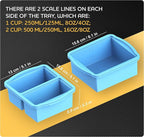 Silicone Freezer Trays with Lids, Set of 4 - with 1cup and 2 cup Silicone Freezer Molds for freezing soups, sauces and individual microwave safe