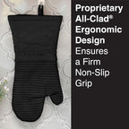 All Clad Silicone Oven Mitt: Heat Resistant up to 500 Degrees - 100% Cotton & Silicone, 14"x7" Oven Mitt for Kitchen and Barbeque, 1-Pack, Black