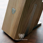 DALSTRONG Universal Knife Block - 18 Slots - Premium American Ash Wood - Aluminum Alloy Rim Kitchen Set - Lion Head Logo Badge - Premium Craftsmanship Knife Set - Angled For Ergonomics - Cleans Easily