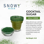 Snowy River Green, Cocktail & Margarita Sugar Rimmer - Vibrant Naturally Colored Sugar for Cocktail Rimming, Baking & Decorating, Medium Crystal - 80oz