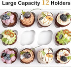 Kucoele 12 Count Cupcake Boxes, 2 Pack White Cupcake Containers with Windows and Inserts, Disposable Cupcake Carriers for Muffins, Treats, Pastries, 13 x 10 x 4 Inches
