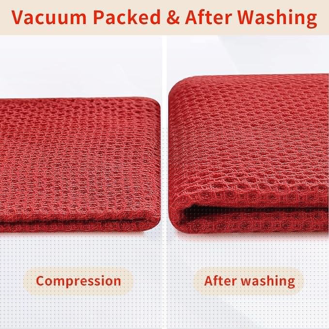Homaxy 100% Cotton Waffle Weave Kitchen Dish Cloths, Ultra Soft Absorbent Quick Drying Dish Towels, 12 x 12 Inches, 6-Pack, Brick Red