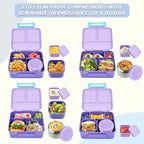 Bento Lunch Box for Kids with 8oz Soup Thermo, Leak-proof Lunch Food Containers with 5 Compartment, Insulated Lunch Bag & 17oz Stainless Steel Water Bottle for School, Trvael