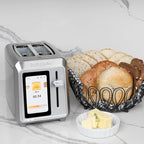 Kalorik Toaster VIVID TOUCH Series 2-Slice with Large High-Resolution Touchscreen and Customizable Cooking Presets by Bread Type, Features Wide Slots and High Lift Lever, 1000-Watts, Stainless Steel