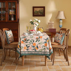patdrea Designer Linen Small Tablecloth for Rectangle Table,Oranges and Leaves Pattern Vintage Table Cloth,Fall Dacorative Cover for Kitchen Dining Christmas,Thanksgiving,55"x71"-Palladin a