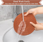 SHACOS 8 Inches Trivets for Hot Dishes, 4 Pieces Cotton Trivets Mats for Kitchen, Hot Pads for Countertops and Table, Heat-Resistant Pot Holders for Hot Pots and Pans(Dark Orange, 4pcs)