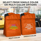 DISCOUNT PROMOS 50 Hook and Loop Insulated Lunch Bags Set - Customizable Text, Logo - Polyester, Durable, Vibrant, Reusable - Orange