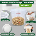 Round Food Storage Container with Lid，18 Qt Translucent， Commercial 4 Pack of – NSF Listed, BPA-Free, Polypropylene, Non-Stick， Scale, with Labels & Measuring Cups