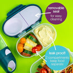 b.box Snack Box (2-pack) Reusable Snack Containers with Lids – Bento Box for Kids & Toddlers, Leakproof Lunch Box, BPA-Free and Dishwasher Safe Snack Container (O'Breeze + Emerald, 1 3/4 Cup)