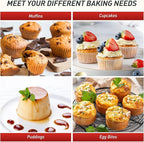 12 Cups Silicone Muffin Pan with Metal Reinforced Frame Regular Size Cupcake Pan Tray Egg Bites Silicone Circle Cookie Molds Muffin Tin Tart Pans Baking Sheet Set for Breakfast Sandwiches