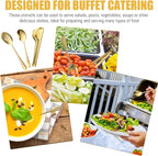 Sabary 36 Pcs Stainless Steel Serving Utensils for Buffet Parties Including 12 Serving Spoons 12 Slotted Spoons 12 Serving Tongs Large Metal Flatware Set for Tanksgiving Catering Banquet(Gold)