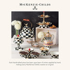 MACKENZIE-CHILDS Enamel Charger Plate, Charger Decoration for Dinner Plates or Home Decor, 12 Inches, Black-and-White Courtly Check, Set of 4