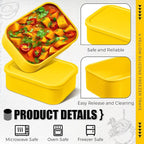 Nuogo 4 Pcs 6 Cup Silicone Freezer Trays with Lid Soup Containers Reusable Freezer Silicone Molds Rectangle Containers Ice Trays for Soups Sauces Stews Curries, Yellow