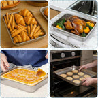 3 Set Stainless Steel Cake Pan with Lid, 13/11/9 Inch Rectangle Cake Pans Sets with Covers Baking Bakeware for Bread Fish Meat Vegetables, Non-Stick, Mirror Finish, Dishwasher Safe