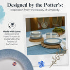 Portmeirion Potter's Mist Dinner Plate (Set of 4) - 8-Inch Stackable Earthenware Plates - Microwave & Dishwasher Safe, Handcrafted Dinnerware for Casual & Formal Table Settings (Blue Mist)