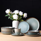 AmorArc Ceramic Dinnerware Sets,Handmade Reactive Glaze stoneware Plates and Bowls Sets,Highly Chip and Crack Resistant | Dishwasher & Microwave Safe,Service for 4 (12pc)
