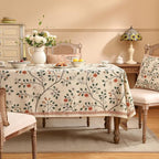 ISAENNE Designer Floral Small Square Tablecloth,French Linen Light Beige Indoor Table Cloth,Fall Wrinkle Resistant Decor Tablecloths for Dining Thanksgiving Kitchen Party,55"*55"-Flora A