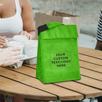DISCOUNT PROMOS 50 Hook and Loop Insulated Lunch Bags Set - Customizable Text, Logo - Polyester, Durable, Vibrant, Reusable - Green